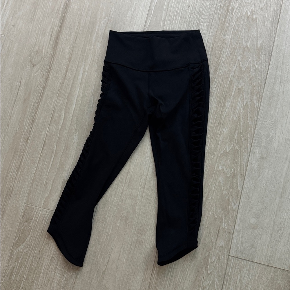 Black Cropped Leggings with Side Detail size 6
